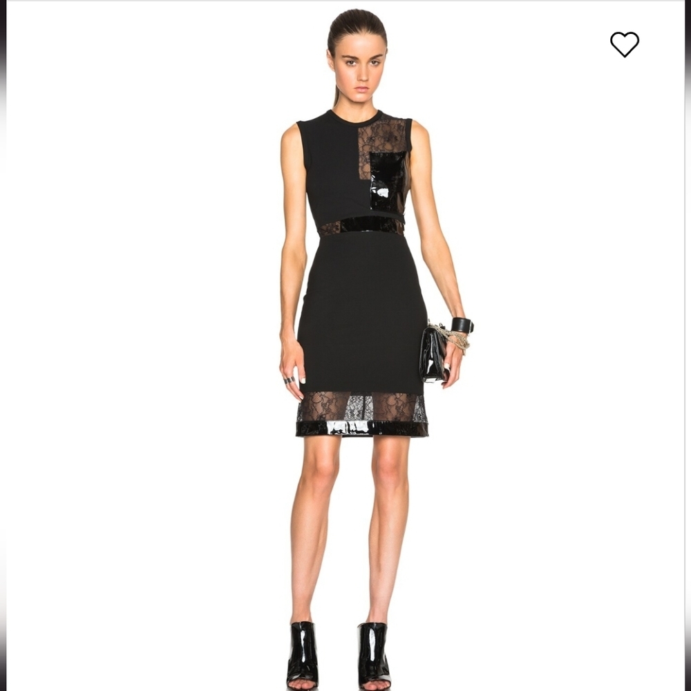 Christopher Kane Lace Patent Leather Black Sheath Dress Small Cocktail Designer‎